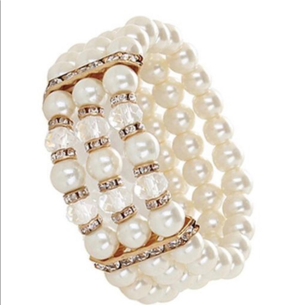 Rhinestone & Pearl Bracelet